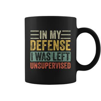 In My Defense I Was Left Unsupervised Funny Retro Vintage Gift Coffee Mug - Monsterry
