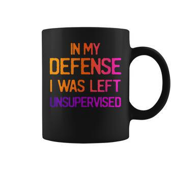 In My Defense I Was Left Unsupervised Funny Vintage Coffee Mug - Thegiftio UK