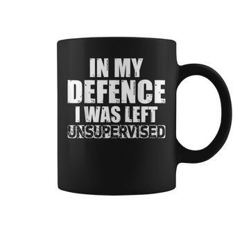 In My Defense I Was Left Unsupervised Retro Vintage Distress Coffee Mug - Thegiftio UK