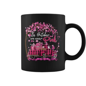 In October We Wear Pink Breast Cancer Awareness Autumn Fall Coffee Mug - Thegiftio UK