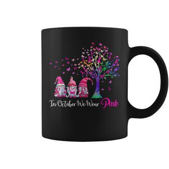 In October We Wear Pink Breast Cancer Awareness Gnomes Tree Coffee Mug - Thegiftio UK