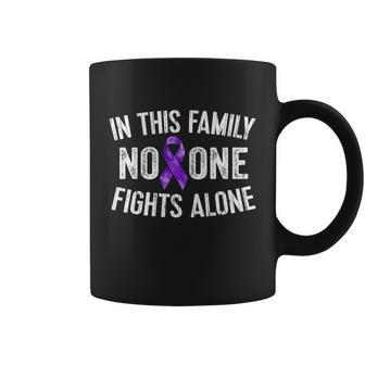 In This Family No One Fights Alone Meaningful Gift Purple Ribbon Coffee Mug - Monsterry