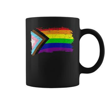 Inclusive Progress Pride Flag Gay Pride Lgbtq Rainbow Flag Coffee Mug - Thegiftio UK