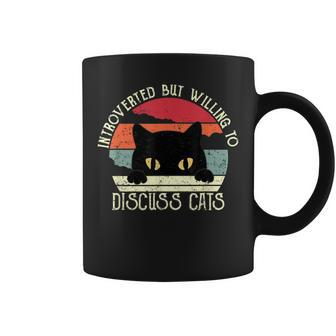 Introverted But Willing To Discuss Cats Vintage Introvert Coffee Mug - Thegiftio UK