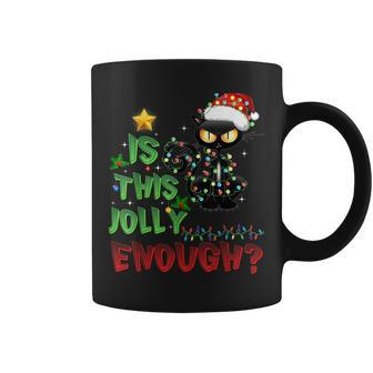 Is This Jolly Enough Black Cat Merry Christmas Cat Halloween Coffee Mug - Seseable
