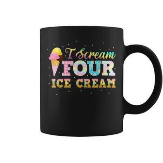 Iscream 4 Ice Cream Party 4Th Birthday Boy Girl 4 Years Old Coffee Mug - Seseable