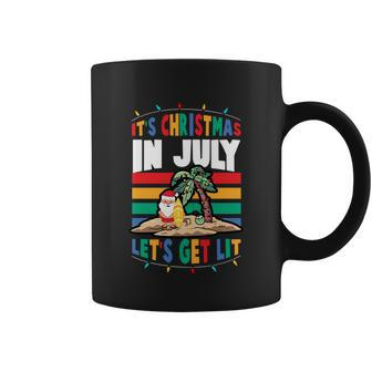 Its Christmas In July Lets Get Lit Santa Claus Beach Palm Meaningful Gift Coffee Mug - Monsterry AU