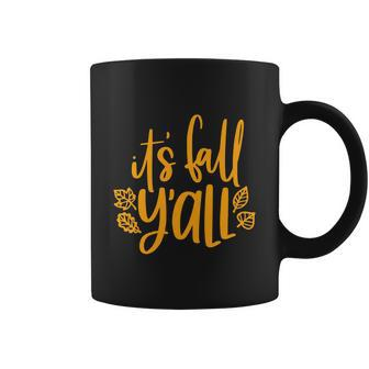 Its Fall Yall Red Leaf Pumpkin Fall Leaves Thanksgiving Graphic Design Printed Casual Daily Basic Coffee Mug