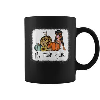 Its Fall Yall Yellow Rottweiler Dog Leopard Pumpkin Coffee Mug - Thegiftio UK