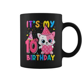 Its My 10Th Birthday Girl Funny Cat Birthday 10 Year Old Coffee Mug - Thegiftio UK