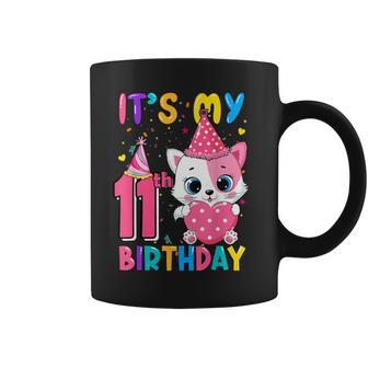 Its My 11Th Birthday Girl Funny Cat Birthday 11 Year Old Coffee Mug - Thegiftio UK