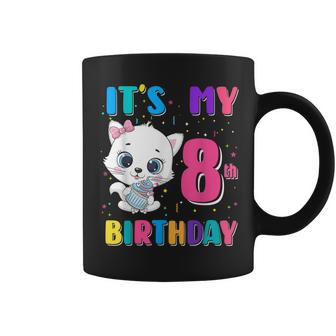 Its My 8Th Birthday Girl Funny Cat Birthday 8 Year Old Coffee Mug - Thegiftio