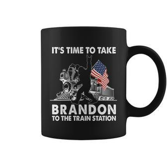 Its Time To Take Brandon To The Train Station Bigfoot Usa Flag Coffee Mug - Monsterry AU
