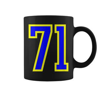 Jersey Number 71 Blue Yellow Birthday Sports Number 71 Coffee Mug - Thegiftio UK
