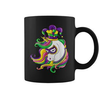 Jester Rainbow Unicorn Design Mardi Gras Mask Costume Coffee Mug - Thegiftio UK