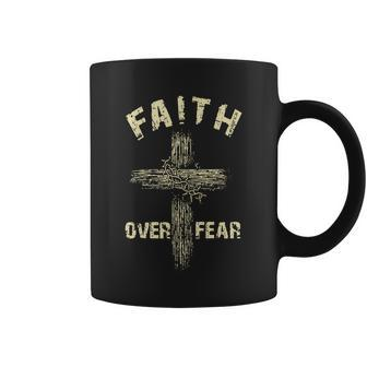 Jesus Christ Cross Faith Over Fear Tshirt Coffee Mug - Monsterry UK