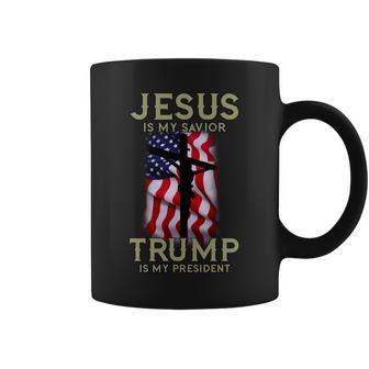 Jesus Is My Savior Trump Is My President American Cross Tshirt Coffee Mug - Monsterry DE