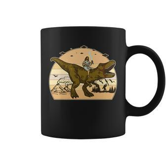 Jesus Riding T-Rex Dinosaur Funny Vintage Coffee Mug - Monsterry CA