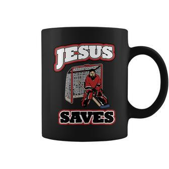 Jesus Saves Hockey Goalie Coffee Mug - Monsterry