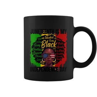Juneteenth Melanin Black Women Natural Hair Afro With Shades Gift Coffee Mug - Thegiftio UK