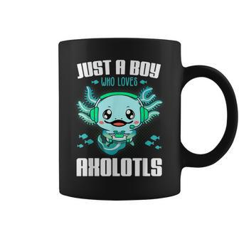 Just A Boy Who Loves Axolotls Funny Axolotl Gamer Kids Boys Coffee Mug - Thegiftio UK