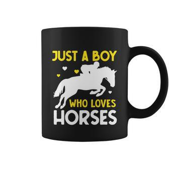 Just A Boy Who Loves Horses Kids Horse Boys Cool Gift Graphic Design Printed Casual Daily Basic Coffee Mug - Thegiftio UK
