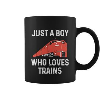 Just A Boy Who Loves Trains Great Gift Cool Boys Trainspotting Gift Graphic Design Printed Casual Daily Basic Coffee Mug - Thegiftio UK