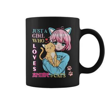 Just A Girl Who Love Anime & Cats Cute Kids N Girls Coffee Mug - Thegiftio UK