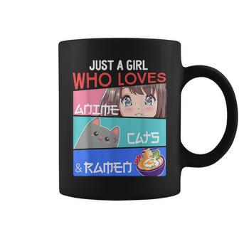 Just A Girl Who Loves Anime Cats Ramen Lover Kawaii Otaku Coffee Mug - Thegiftio UK