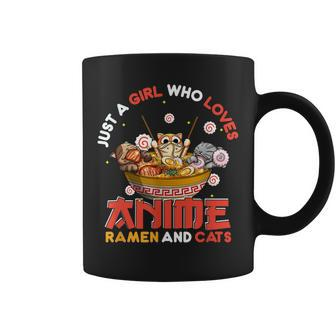 Just A Girl Who Loves Anime Ramen And Cats Kawaii Cat Lover Coffee Mug - Thegiftio