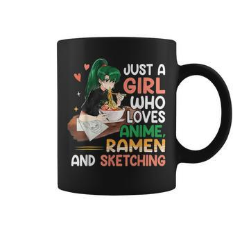 Just A Girl Who Loves Anime Ramen And Sketching Japan Anime Coffee Mug - Thegiftio UK