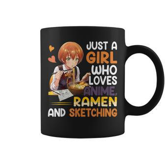 Just A Girl Who Loves Anime Ramen And Sketching Japan Anime Coffee Mug - Thegiftio UK
