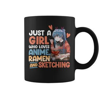 Just A Girl Who Loves Anime Ramen And Sketching Otaku Anime Coffee Mug - Thegiftio UK
