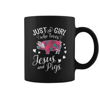 Just A Girl Who Loves Jesus And Pigs Farmer Lover Graphic Design Printed Casual Daily Basic Coffee Mug - Thegiftio UK