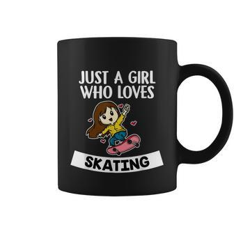 Just A Girl Who Loves Skating Cute Girl With Skateboard Graphic Design Printed Casual Daily Basic Coffee Mug - Thegiftio UK