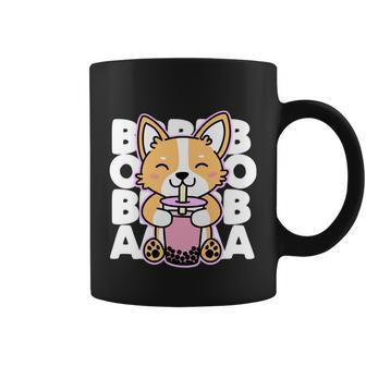 Kawaii Boba Cute Anime Dog Corgi Kawaii Tea Drjnk Dark Coffee Mug - Monsterry