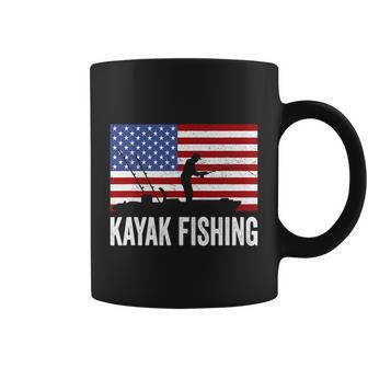 Kayaking Funny American Flag Angler Kayak Fishing Coffee Mug - Monsterry