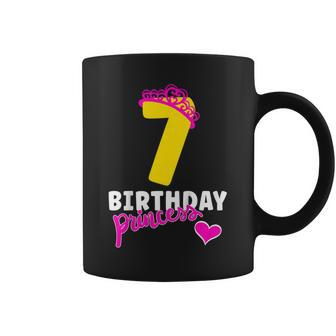 Kids 7Th Birthday Girl Birthday Girl Crown Princess Coffee Mug - Seseable