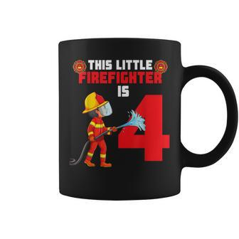 Kids Fire Truck 4Th Birthday 4 Year Old Boy Toddler Coffee Mug - Seseable