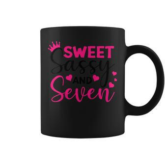 Kids Happy 7Th Birthday Sweet Sassy And Seven Girls 7 Years Old V2 Coffee Mug - Seseable