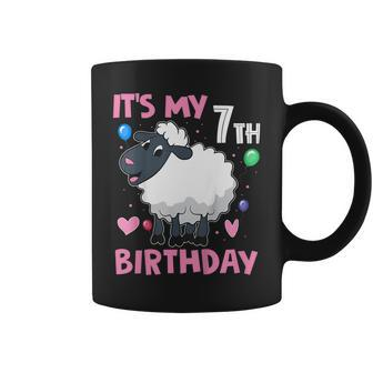 Kids Its My 7Th Birthday - Farm Sheep Lovers Gift For Girls Coffee Mug - Seseable