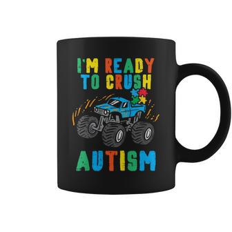 Kids Monster Truck Ready To Crush Autism Awareness Toddler Boys Coffee Mug - Seseable