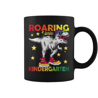 Kids Roaring Into Kindergarten Back To School Dinosaur Coffee Mug - Seseable