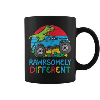 Kids Trex Monster Truck Rawrsomely Different Autism Toddler Boys Coffee Mug - Seseable