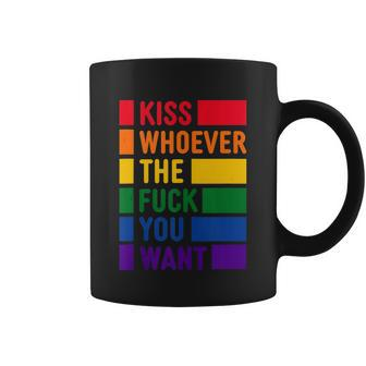 Kiss Whoever The Fuck You Want Lgbt Rainbow Pride Flag Coffee Mug - Monsterry UK