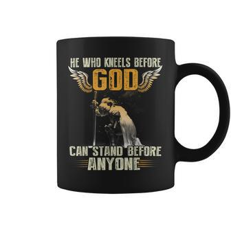 Knight Templar T Shirt - He Who Kneels Before God Can Stand Before Anyone - Knight Templar Store Coffee Mug - Seseable