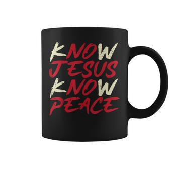 Know Jesus Know Peace God Faith Christian Men Women Kids Coffee Mug - Seseable