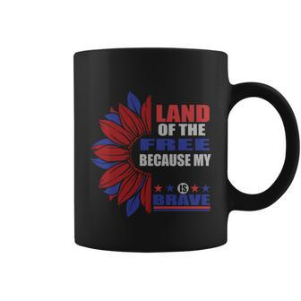 Land Of The Free Because My Is Brave Sunflower 4Th Of July Coffee Mug - Monsterry CA