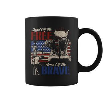 Land Of The Free Home Of The Brave Graphic Design Printed Casual Daily Basic Coffee Mug - Thegiftio UK