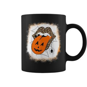 Leopard Lips Halloween Lips Vampire Mouth Pumpkin Tongue Coffee Mug - Seseable